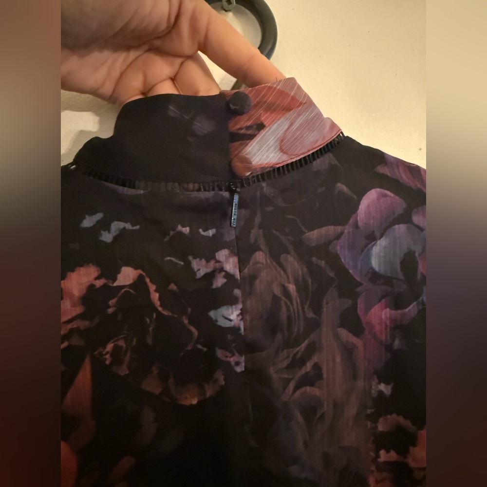 Ted Baker Black Floral Sheer Blouse - Picture 8 of 14